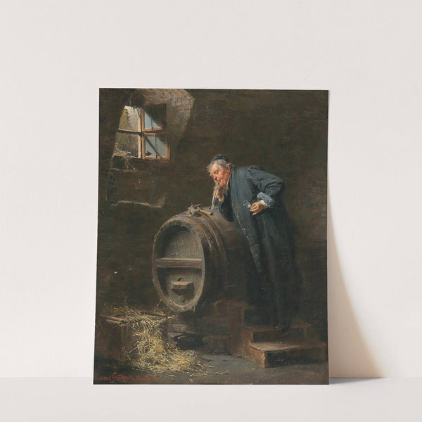 A monk in a wine cellar with a wine siphon by Eduard von Grützner