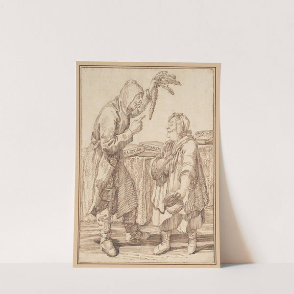 A Monk with a Carrot and a Woman with a Chamber Pot by Pier Leone Ghezzi