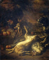 A Monkey and a Dog with Dead Game and Fruit (1704)