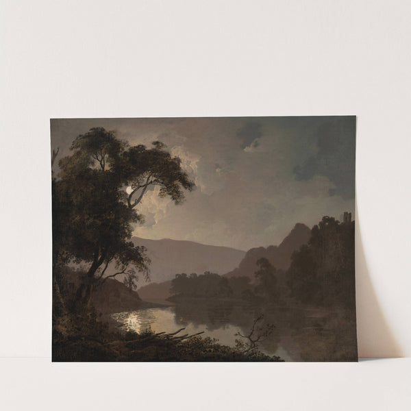 A moonlit landscape by Joseph Wright of Derby