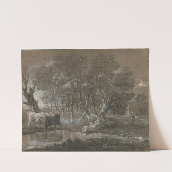 A Moonlit Landscape with Cattle by a Pool by Thomas Gainsborough