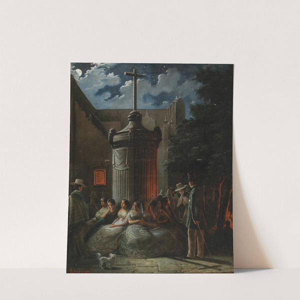 A Moonlit Night In The Square In Front Of The Catedral Metropolitana De La Asunciòn De Maria De La Ciudad De Mexico In Mexico City by Mexican School