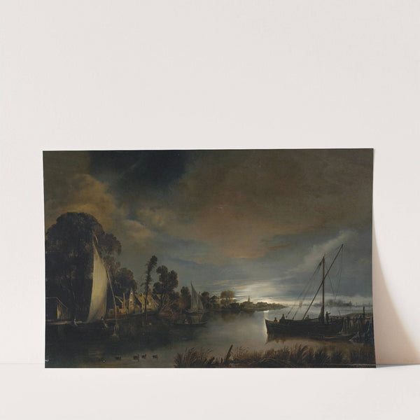 A Moonlit River Landscape (1645) by Anthonie Van Borssum