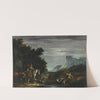 A Moonlit Scene With Travellers Crossing A Stream by Emilian School