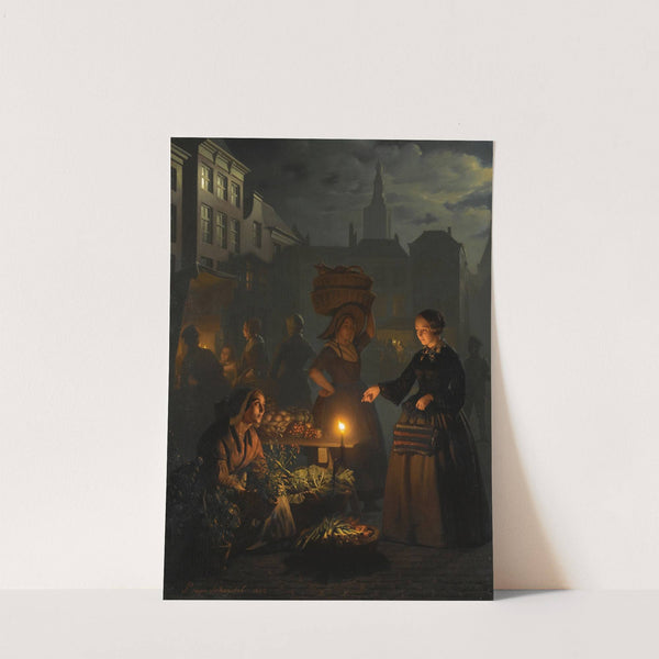 A Moonlit vegetable Market by Petrus van Schendel