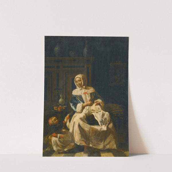 A Mother And Child In An Interior by Jan van Pee