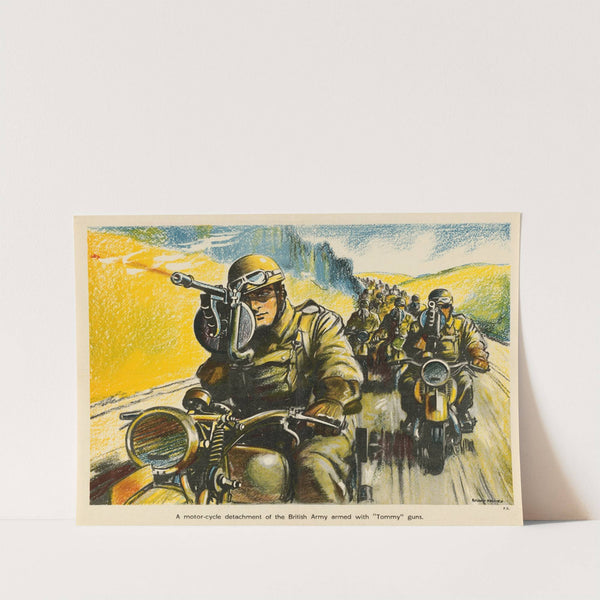 A Motor-Cycle Detachment of the British Army Armed with 'Tommy' Guns by Roland Davies