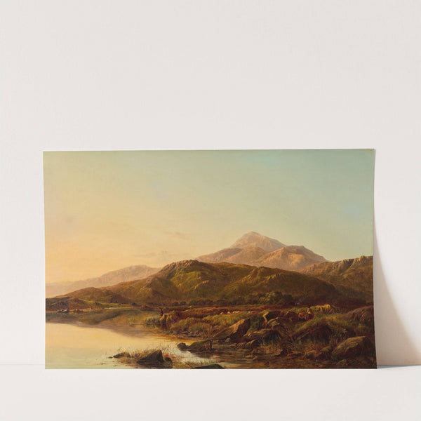 A mountain lake in evening light by Sidney Richard Percy