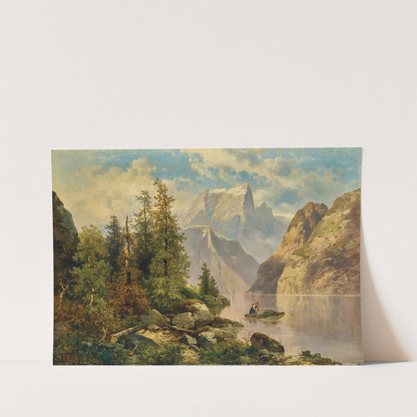 A Mountain Lake with a Boat by Josef Thoma