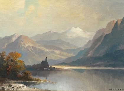 A mountain lake with a chapel — size preview
