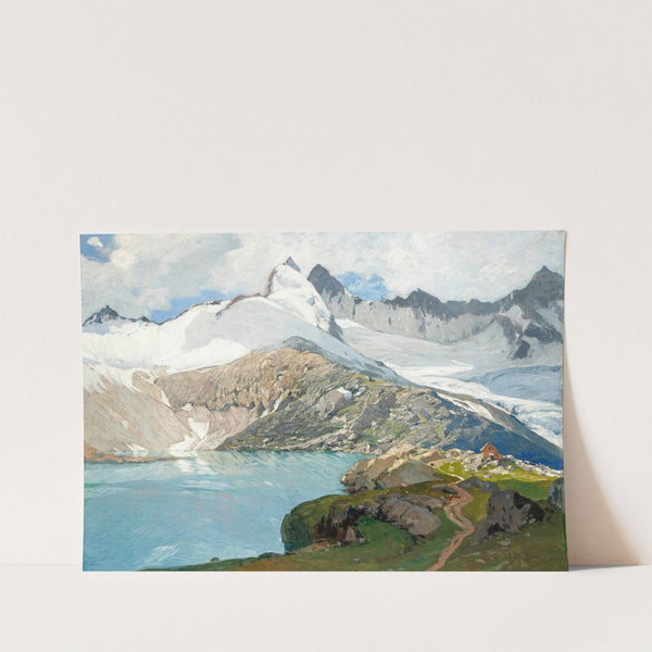 A Mountain Lake with a Hut by Albert Stagura