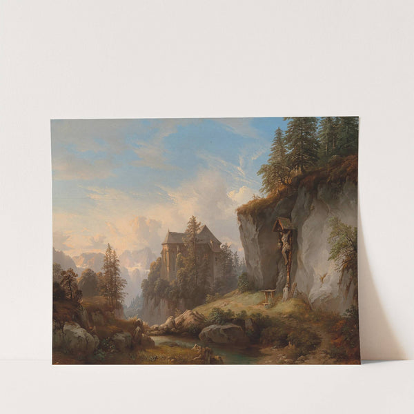 A Mountain Landscape with a Chapel and Wayside Shrine (1853) by Franz Barbarini