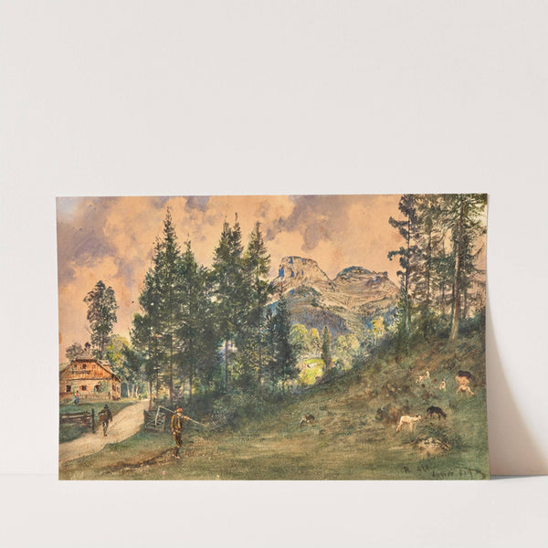 A mountain pasture in Aussee with a view of Loser mountain (1859) by Rudolf von Alt
