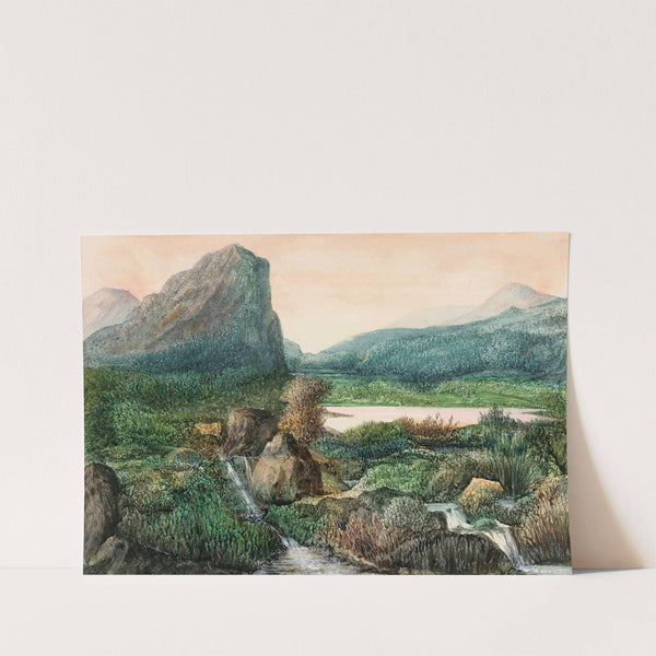 A Mountainous Landscape with a Lake and waterfalls by George Sand