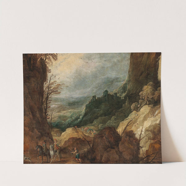 A mountainous landscape with travellers by Joos de Momper
