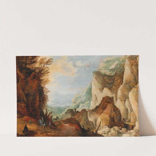A mountainous landscape with travellers by Joos de Momper