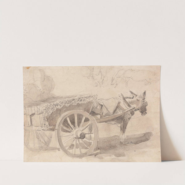 A Mule or Donkey, Harnessed to a Farm Cart, with Other Sketches at Top, Executed at or Near Canterbury, c. 1835 by Thomas Sidney Cooper