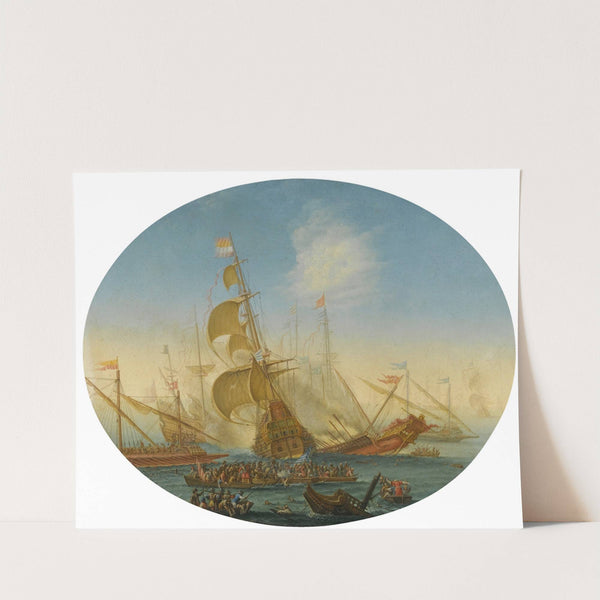 A Naval Battle Between Turks And Christians by Orazio Grevenbroeck