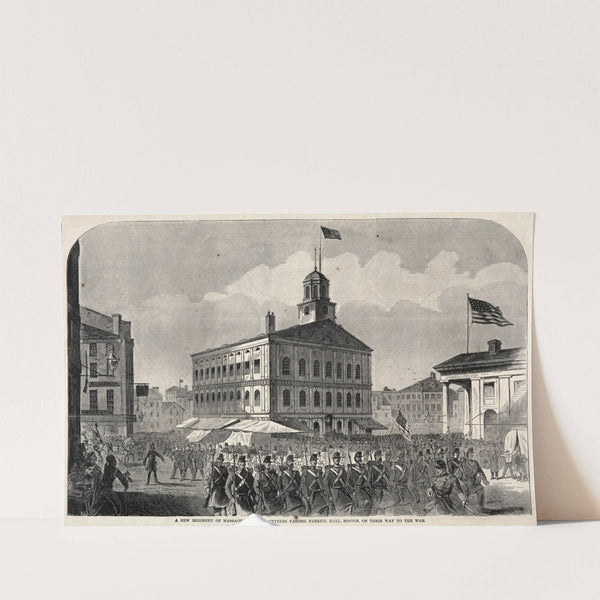 A New Regiment of Massachusetts Volunteers passing Faneuil Hall, Boston, on their way to War (c. 1861) by Winslow Homer