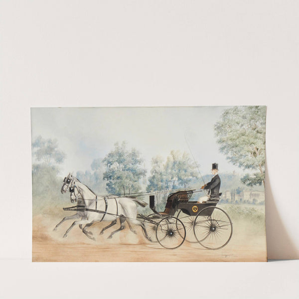 A noble gentleman in a court carriage near Weilburg and Rauheneck ruin in Baden by Anton Zampis