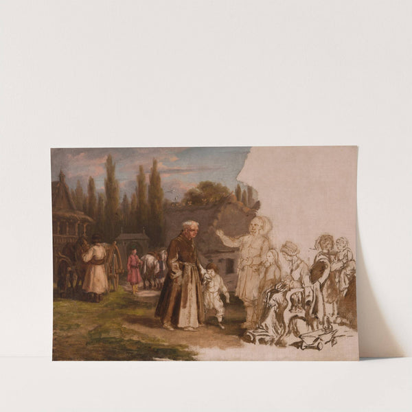 A Nobleman's Family and a Monk by Michał Elwiro Andriolli