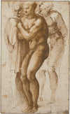 A nude man (after Masaccio) and two figures behind him