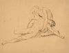 A nude man mourning the death of another