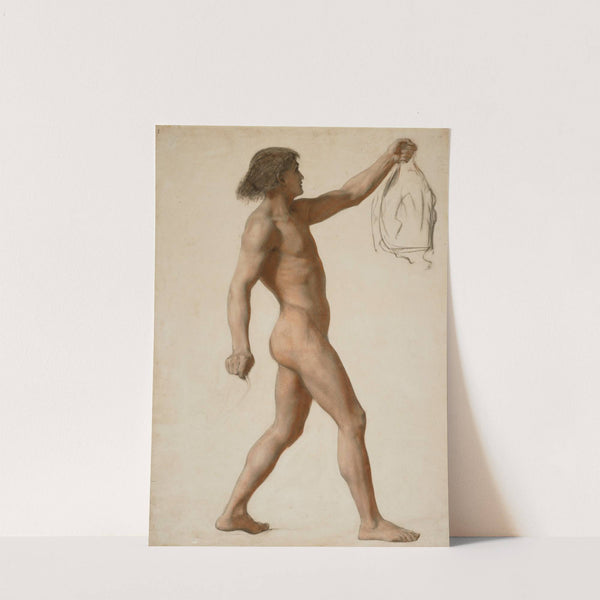 A nude study of a standing young man holding a head by Frederick Trevelyan Goodall