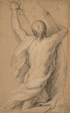 A nude study of man seen from the back, clasping to a tree