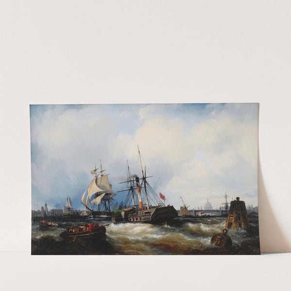 A Paddle Steamer Clearing Her Mooring On The Thames by Edwin Hayes