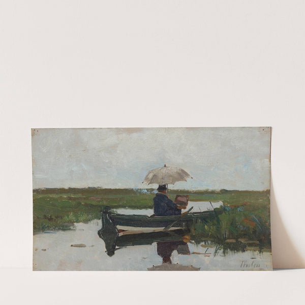 A painter at work in a boat, possibly the artist Paul Joseph Constantin Gabriël by Willem Bastiaan Tholen