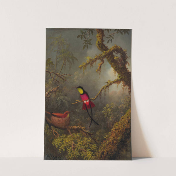 A Pair Of Nesting Crimson Topaz Hummingbirds (circa 1875-83) by Martin Johnson Heade