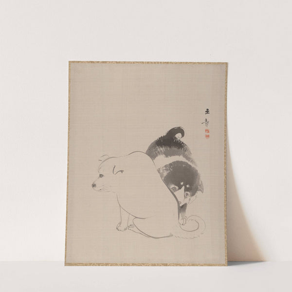 A Pair of Puppies (ca. 1887–92) by Kawabata Gyokushō