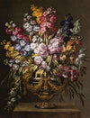 A Pair Of Still Lifes Of Flowers In Elaborate Gilt Urns, Each On A Stone Pedestal