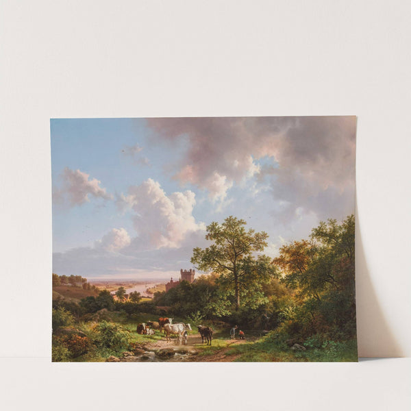 A panoramic landscape with a view on the Middle-Rhine with a castle (1841) by Barend Cornelis Koekkoek