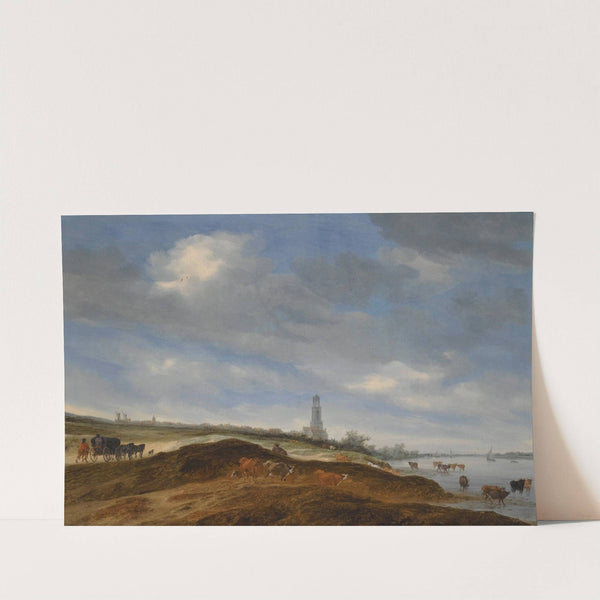 A Panoramic View Of Rhenen From The Banks Of The Rhine To The West Of The City by Salomon van Ruysdael
