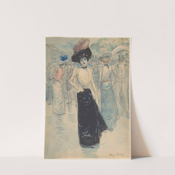 A Parisienne on a Crowded Street by Henri Somm