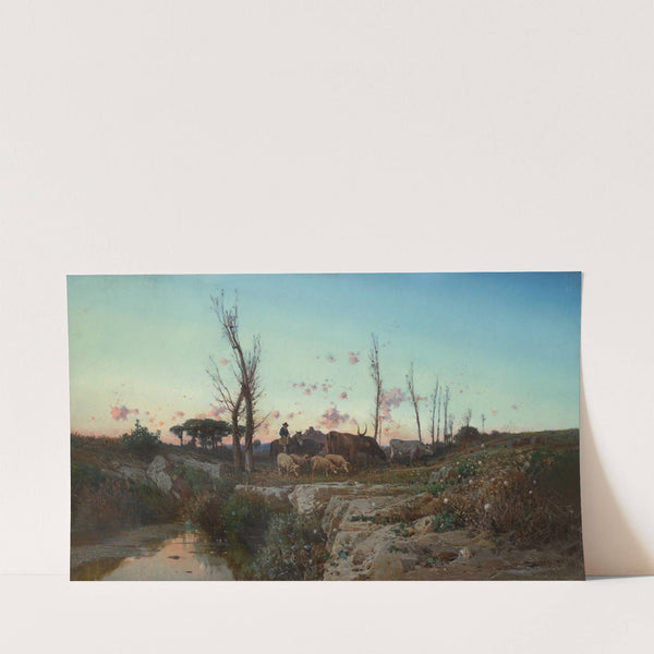 A pastoral landscape in the Roman campagna by Giuseppe Laezza