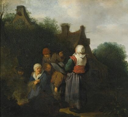 A Peasant Family Gathered Before an Open Fire