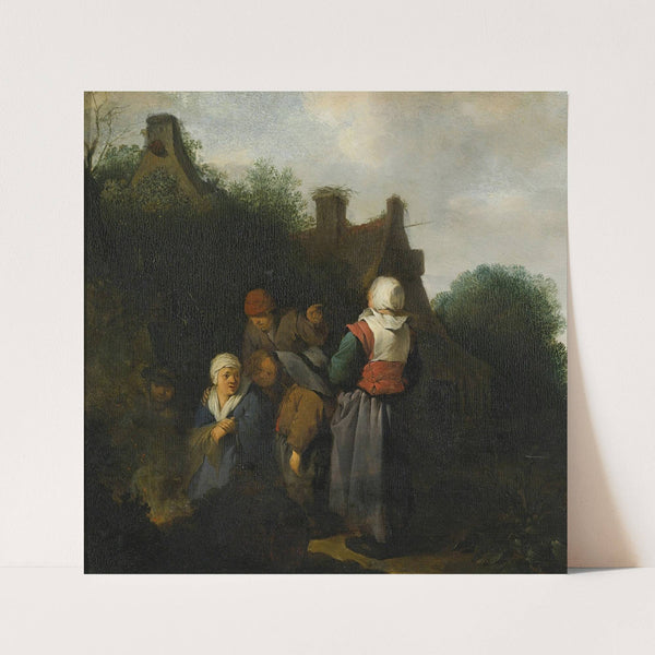 A Peasant Family Gathered Before an Open Fire by Cornelis Pietersz. Bega