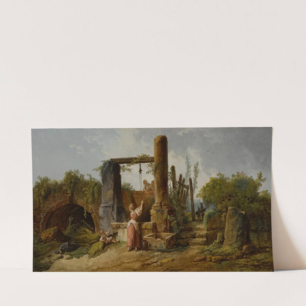 A peasant woman at a well by Hubert Robert