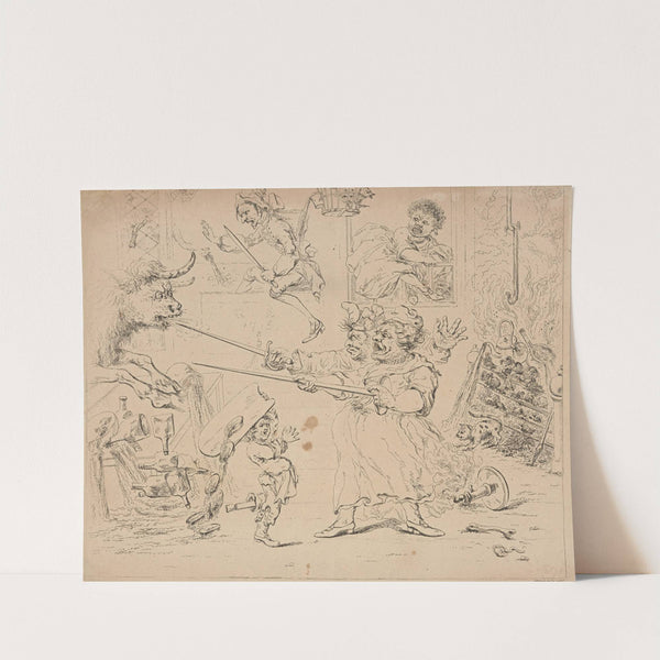 A peep in a camp kitchen by an over drove ox, with the French cook’s retreat into the cistern. (1780) by William Austin