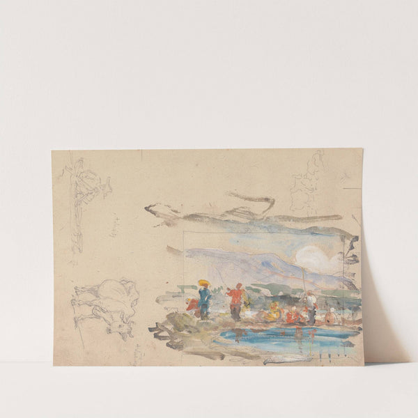 A Pool with Figures by George Chinnery