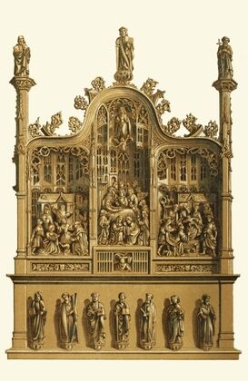 A portable altar in carved oak