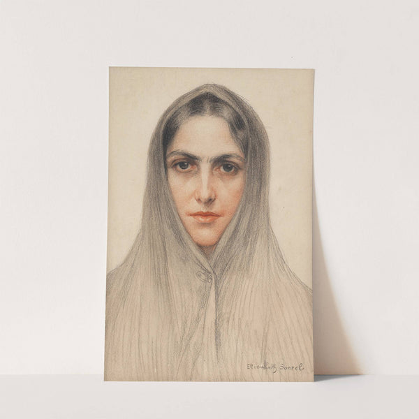 A portrait of a hooded lady by Elisabeth Sonrel
