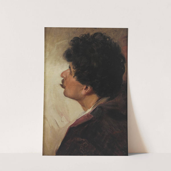 A portrait of a man in profile by Václav Brožík