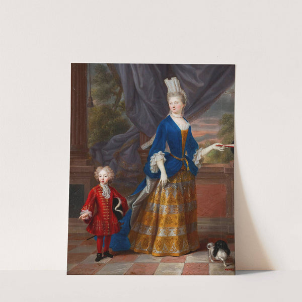 A Portrait Of An Elegant Lady, Aged 25, Together With A Young Boy And A Spaniel (1700) by French School