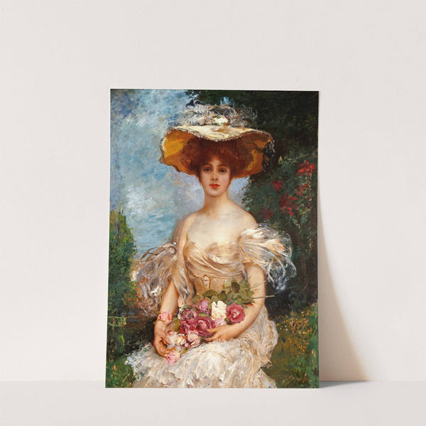 A portrait of an elegant woman by Leopold Schmutzler