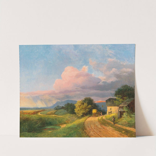 A post coach resting at dusk by Ignaz Raffalt