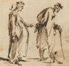 A Pregnant Young Woman and a Young Man with a Staff